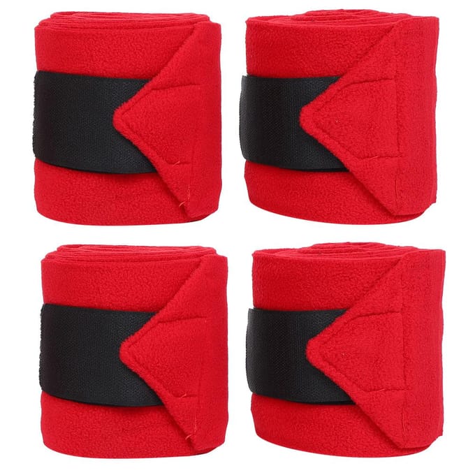 4PCS Bandage Épais pour Jambe de Cheval Rouge Antidérapant Respirant Polaire Enveloppement Accessoires black