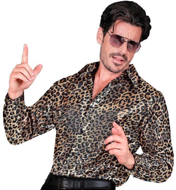 Paillettenshirt heren luipaard