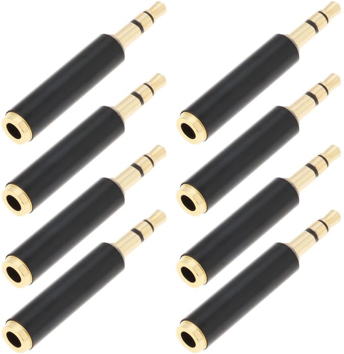 Allecto - Jack Converter Adapter - 4 Polen naar 3 Polen - 8 Stuks