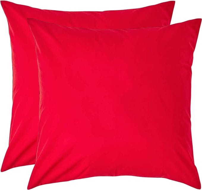 Homescapes Kussensloop 80x80 cm Set van 2 – Rood – 100% Egyptisch Perkal Katoen – 200 TC