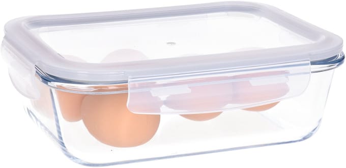 B-Home Vershoudbakje/lunchbox - luchtdicht - met clips - glas - 21 x 16 cm - 1040 ml