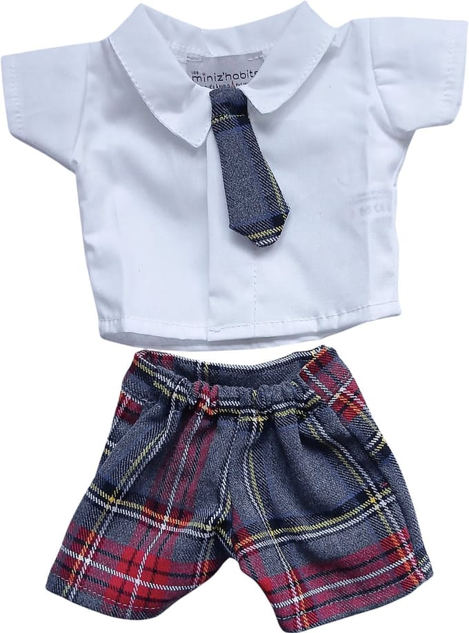 Minikane Gordi Poppenkleding Kledingset William Grijs Geruit 34 cm