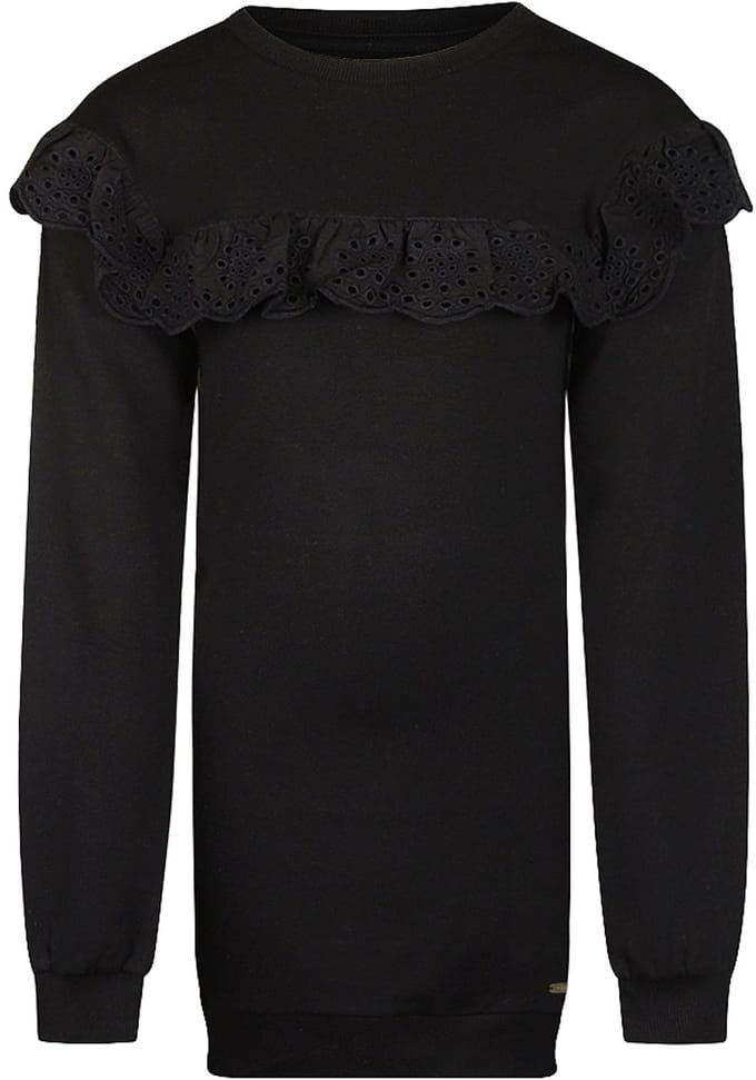 No Way Monday - meisjes jurk zwart broderie