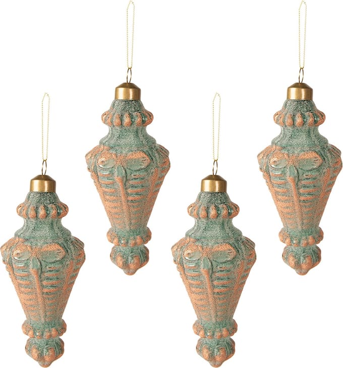 Clayre & Eef Kerstbal Set van 4 Overig Ø 6 cm Koperkleurig Glas Kerstballen