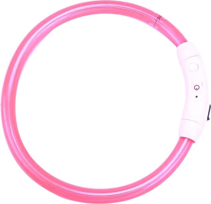Pakketexpert Hondenhalsband LED licht - Roze - Micro USB Oplaadbaar