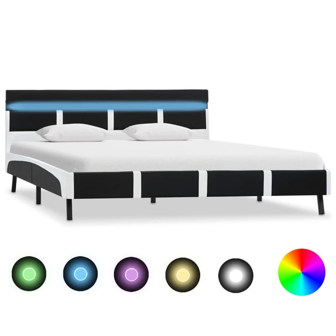 vidaXL - Bedframe - met - LED - kunstleer - zwart - 140x200 - cm