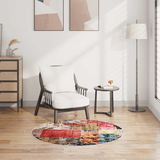 vidaXL - Vloerkleed - wasbaar - patchwork - ø120 - cm - meerkleurig