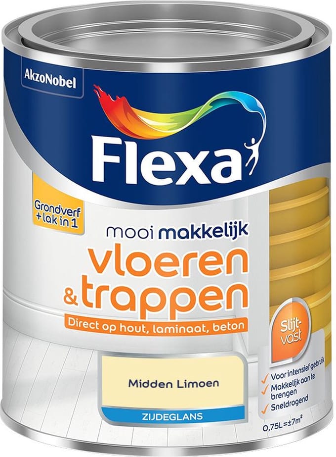 Flexa - Mooi Makkelijk Vloeren & Trappen Zijdeglans - Midden Limoen - Mengverf - 750 Ml