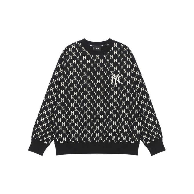 MLB New York Yankees Play Pixel Coupe Ample Pull à Col Rond Brodé Logo Imprimé Partout Sweat à Manches Longues 3AMTM0224-50BKS XS black