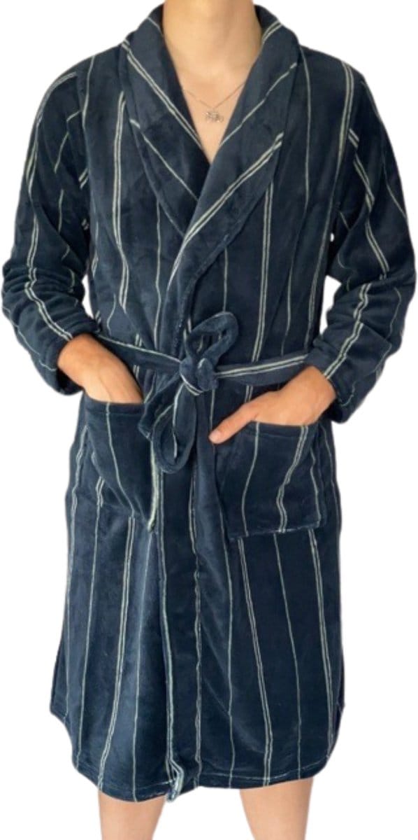 HL Tricot - Heren badjas/kamerjas - Maat M - Mannen - MARINE -