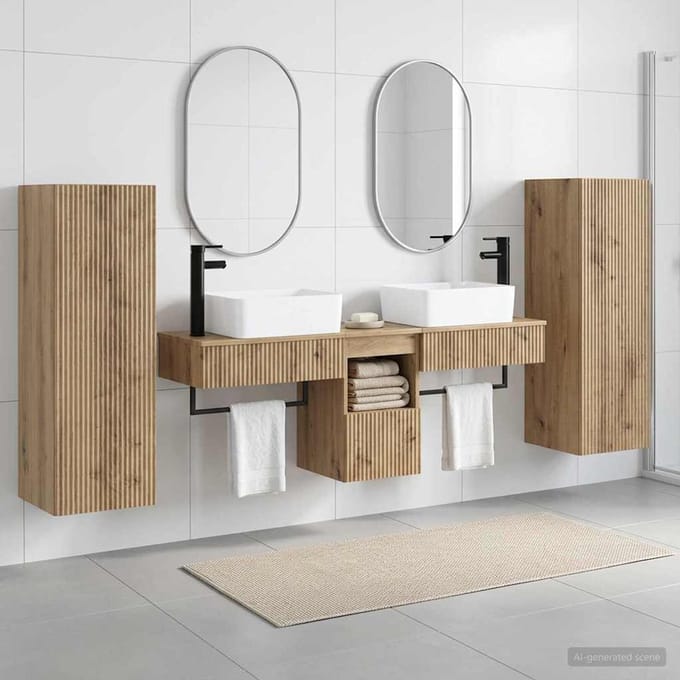 vidaXL - Badkamermeubel - Set - 5 - st - Artisanaal - eiken - 33 - x - 34,5 - x - 100 - cm