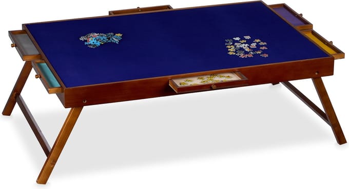 Relaxdays Puzzeltafel - 6 lades voor 1500 stukjes - Inklapbaar - Hout