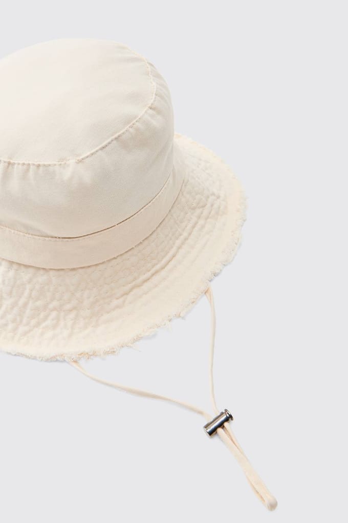 Bucket Hat With Drawstring | Stone