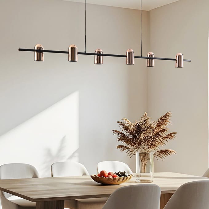 LumenXL Hanglamp Kyo, 6-lichts - zwart - goud