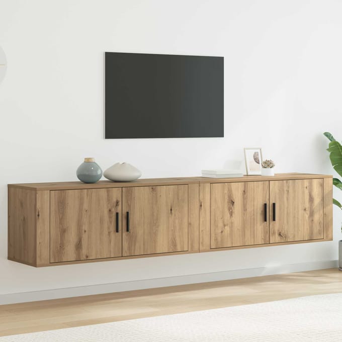 vidaXL Wandtv-kast Set 2 st Artisan Eiken Bewerkt hout