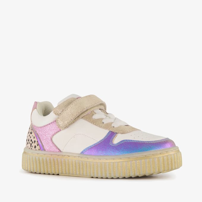 Braqeez leren meisjes sneakers metallic - Beige - Maat 32
