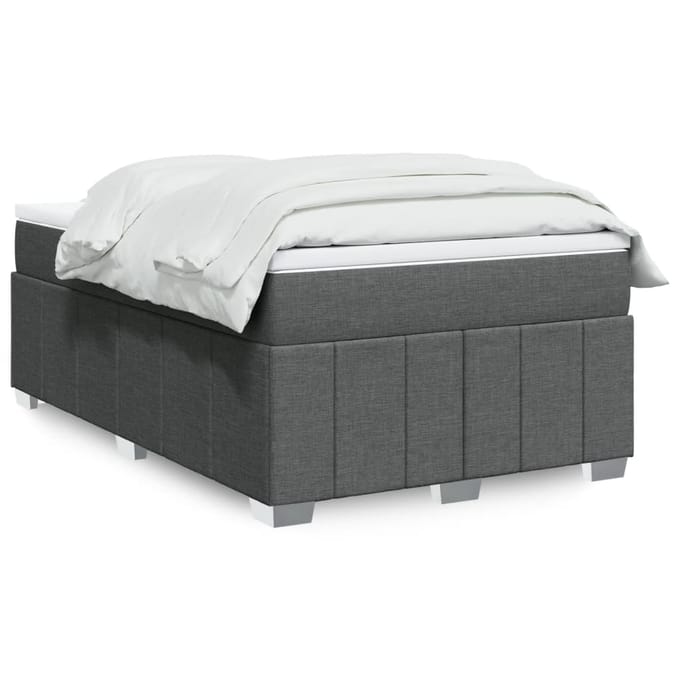 vidaXL Boxspring met matras stof donkergrijs 120x200 cm