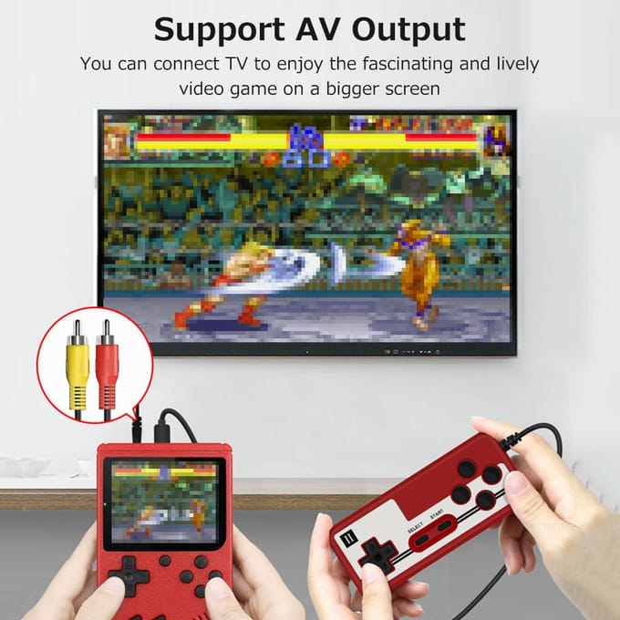 Console de jeu Portable avec manette de jeu, écran couleur de 3 pouces, 500 jeux rétro intégrés blanc