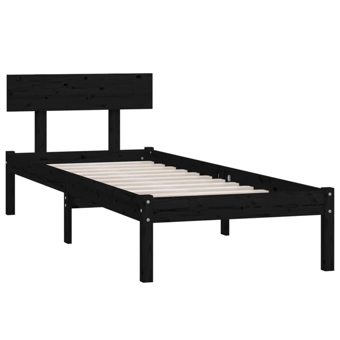vidaXL - Bedframe - massief - grenenhout - zwart - 90x200 - cm