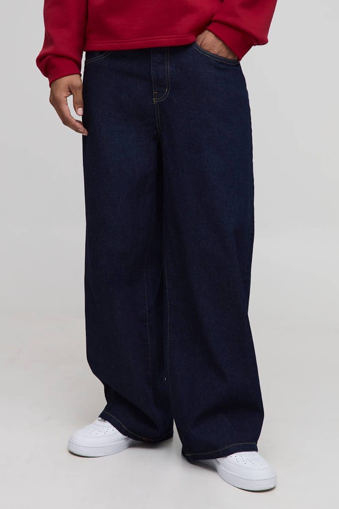 Baggy Rigid Washed Jeans | Indigo | Size 52R