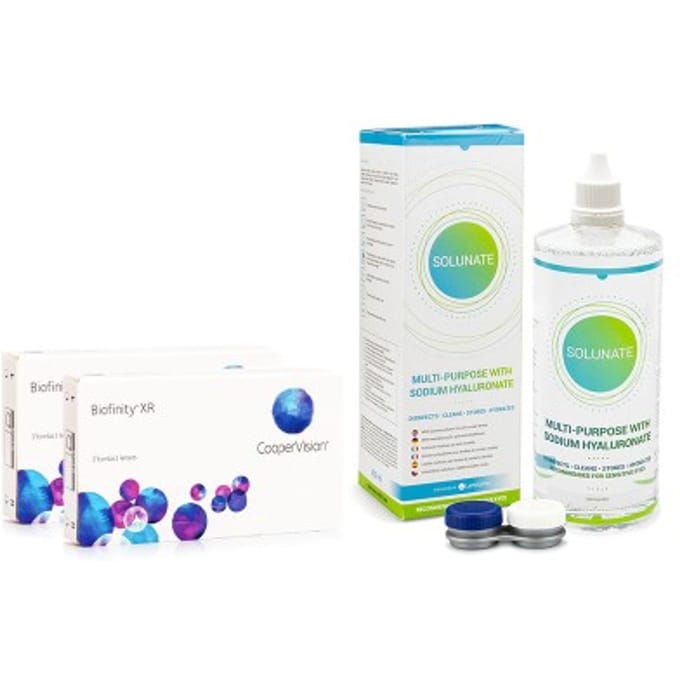Biofinity XR CooperVision (6 lenzen) + Solunate Multi-Purpose 400 ml met lenzendoosje