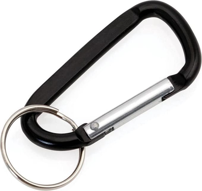 Zwarte karabijnhaak met ring L - Sleutelhanger - Musketon