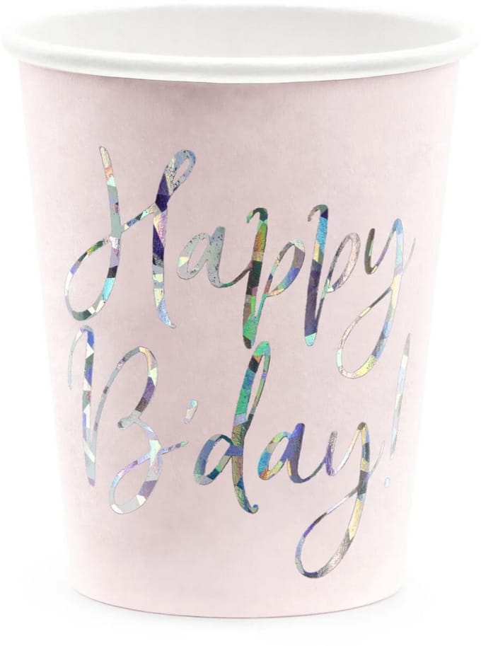 Drinkbekers Happy Birthday roze
