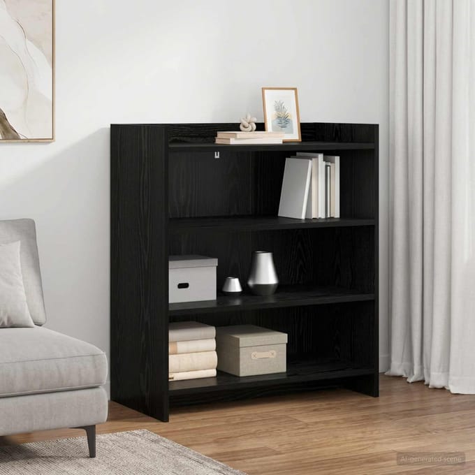 vidaXL - Dressoir - Zwart - eiken - 75 - x - 36 - x - 80 - cm - Bewerkt - hout