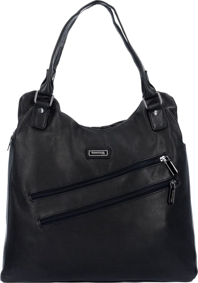 Greenland Nature Black Nappa Schoudertas Leder 38 cm - Dames - black