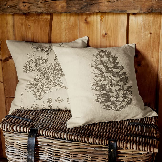 LOBERON Kussenhoes set van 2 Pinus wit/zwart