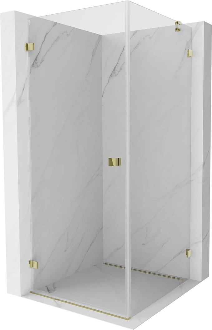 Mexen Lunar-B douchecabine scharnierend links 80 x 80 , transparant, goud - 832-080-080-50-00-L