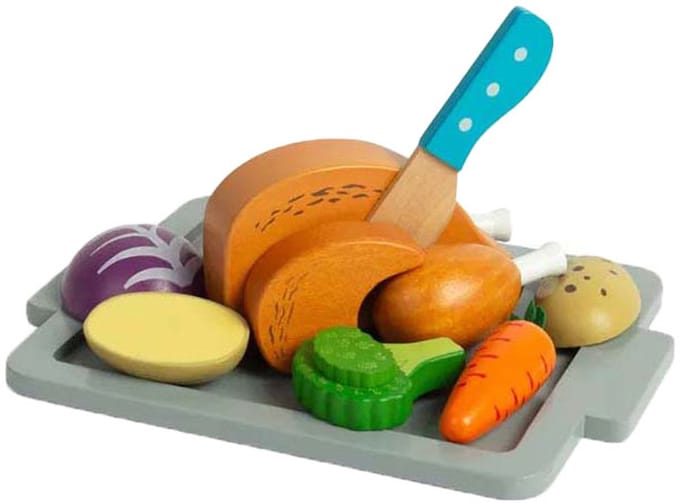 Bigjigs Houten Gebraden Diner Speelset, 12dlg.
