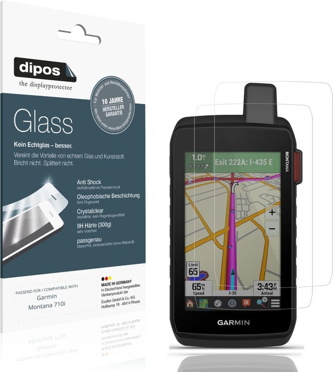 dipos – 2x Pantserfolie geschikt voor Garmin Montana 710i | 9H Screenprotector