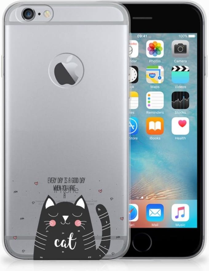 Back Cover voor Apple iPhone 6 Plus | 6s Plus Telefoonhoesje met Naam Cat Good Day