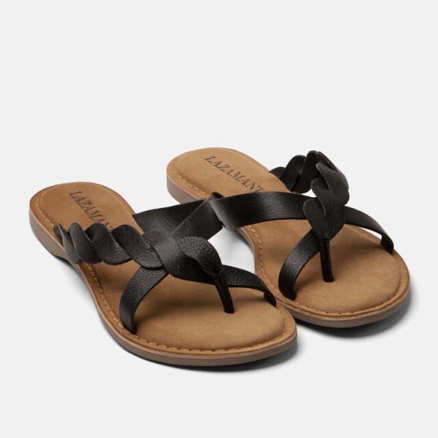 Lazamani - Avi Dames Teenslippers Leer Black - Maat 41