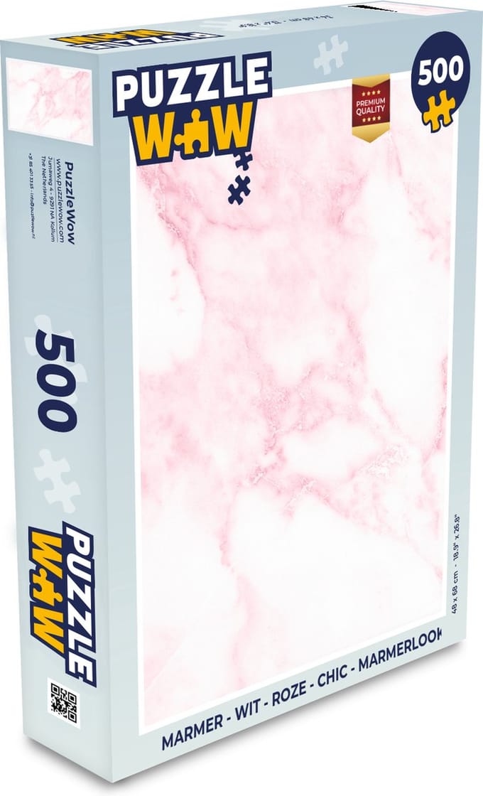 Puzzel Marmer - Wit - Roze - Chic - Marmerlook - Legpuzzel - Puzzel 500 stukjes