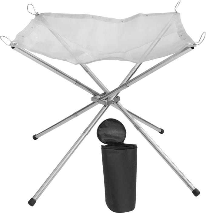 Camping Vuurplaats Driepoot - Vouwbaar RVS Kampvuur Rooster (42x42x32 cm, Zilver)