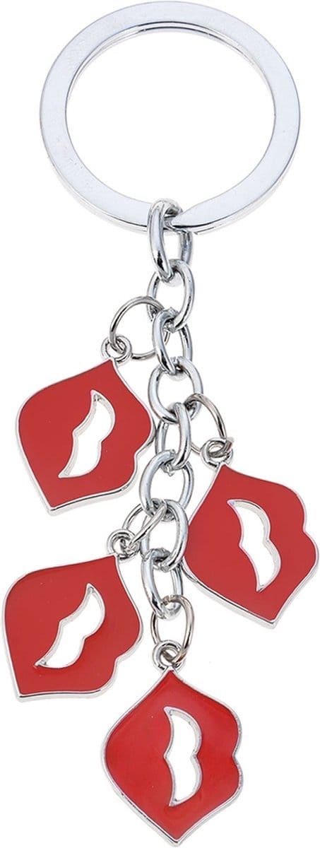 Melady Sleutelhanger Rood Metaal Lippen Sleutelhanger met Koord