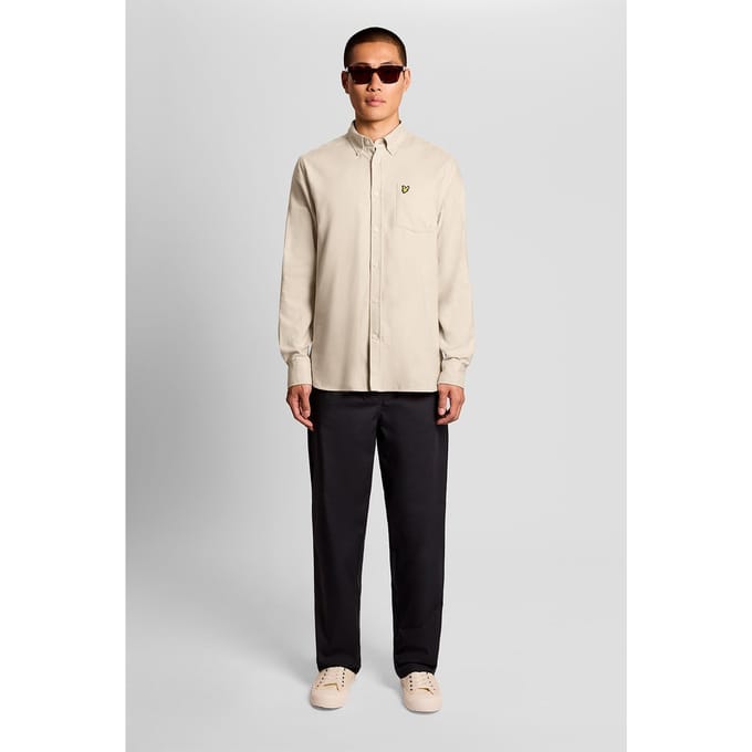 Lyle & Scott Plain Flannel Shirt Putty Size: L | Casual Shirts Outlet | Heren |