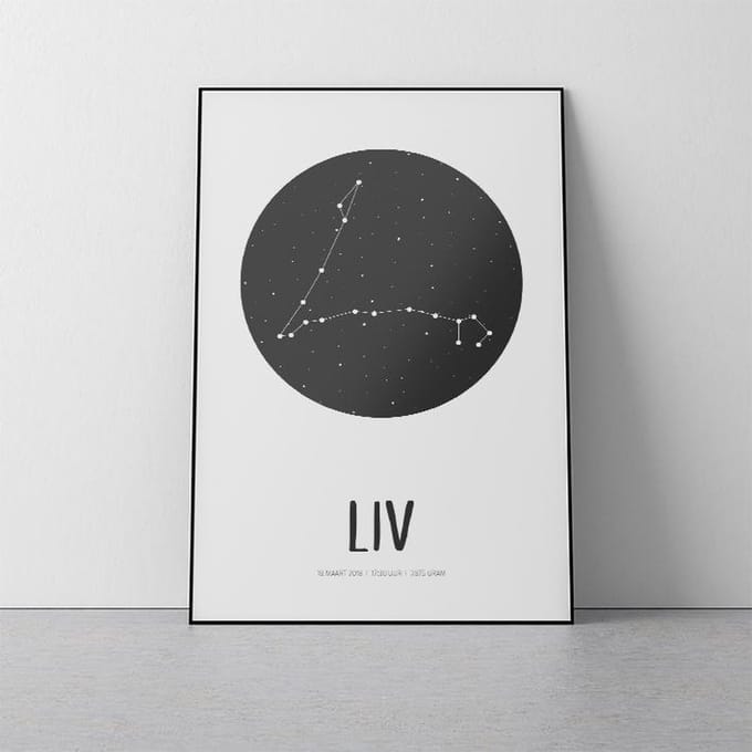 MOODZ design - Geboorteposter E - A4 formaat - kraamcadeau