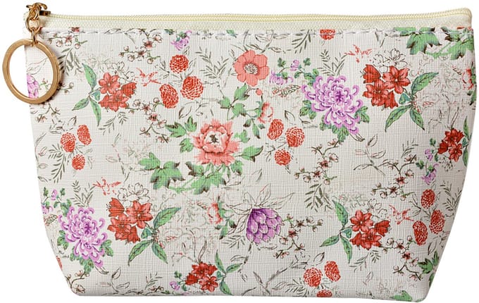 Clayre & Eef Toilettas Dames 21x5x13 cm Beige Roze Synthetisch Bloemen