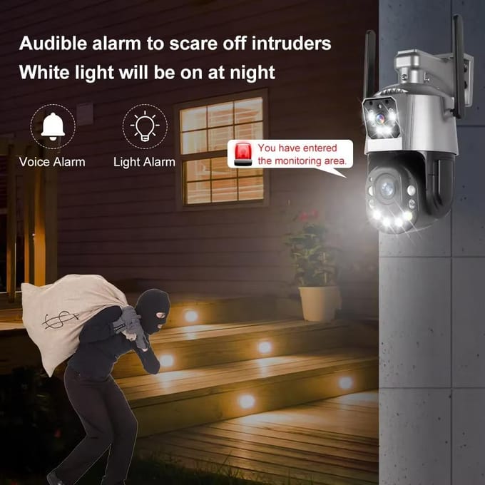 Caméra de surveillance extérieure PTZ 6MP avec zoom optique 36X et double objectif, détection humanoïde, vision nocturne couleur, application iCSee WiFi Camera