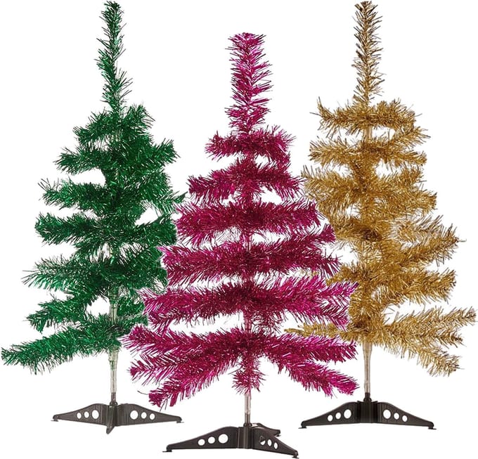 Arte R - 3x kleine glitter folie kerstbomen set 60cm - Diverse kleuren