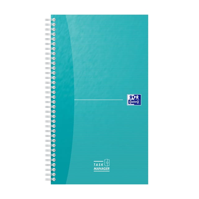 Oxford Office Essentials 14.1x24.6cm Soft Card Twin-wire Task Manager 230 Pages Specific Ruling Aqua SCRIBZEE Compatible