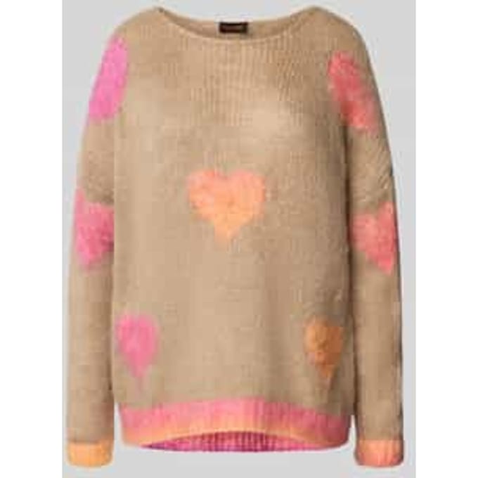 Oversized linnen pullover met alpaca in gebreide look