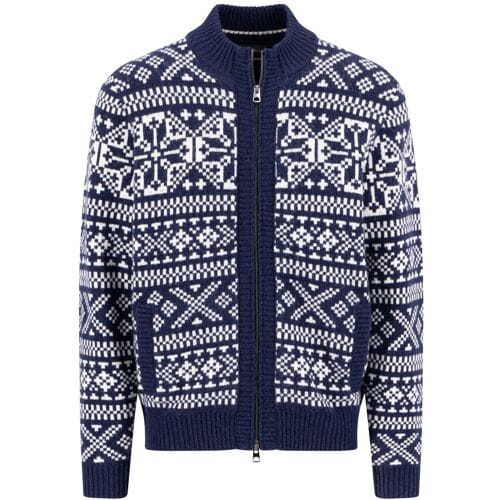 Fynch-Hatton Vest Zip Stand-Up Cardigan Big Jacquard Navy / male