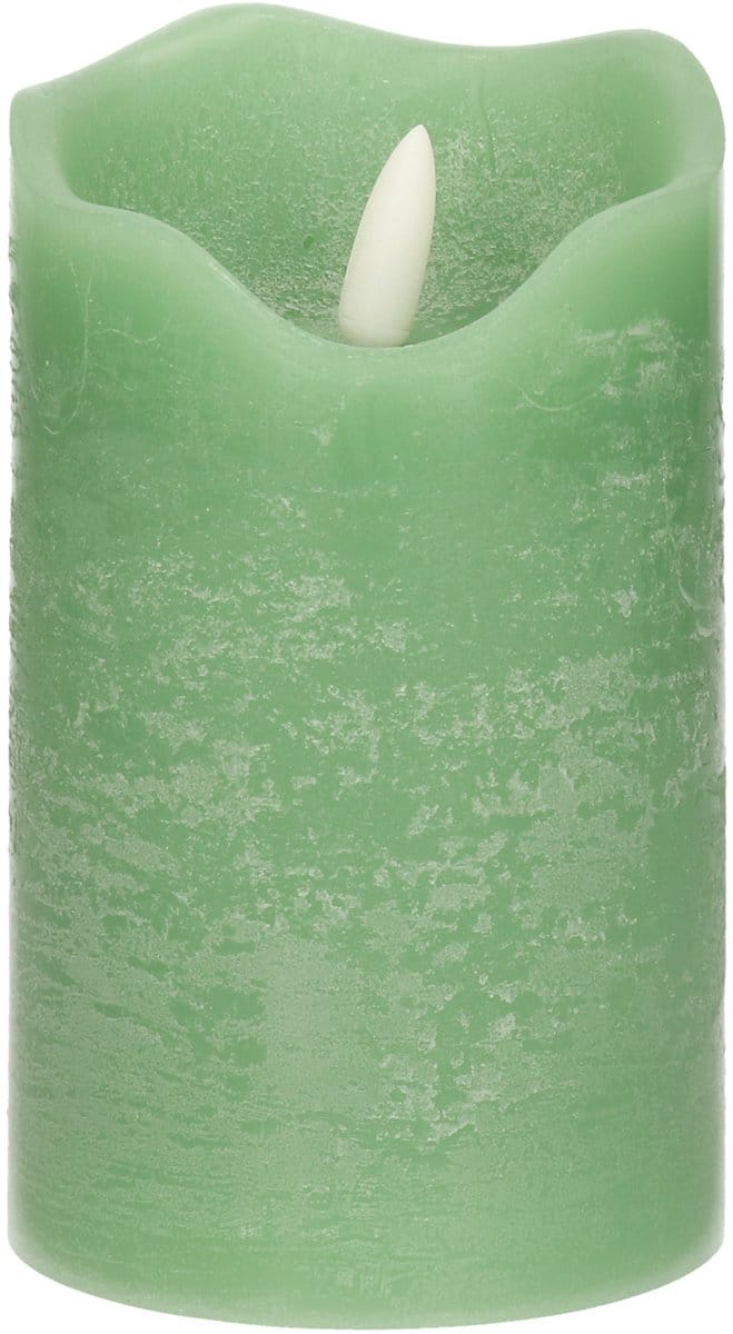 Stern Fabrik LED kaars/stompkaars - mintgroen - D7,5 x H12,5 cm - timer - 3D vlam