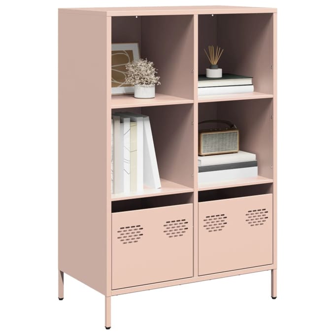 vidaXL - Hoge - kast - 68x39x103,5 - cm - staal - roze