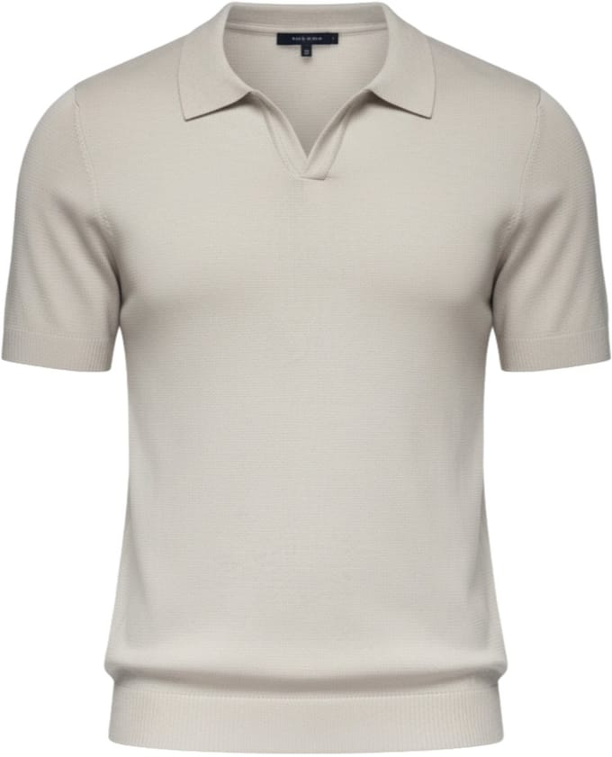 OMBRE Polo - Slim Fit - Viscose - Korte Mouw Lichtgrijs M