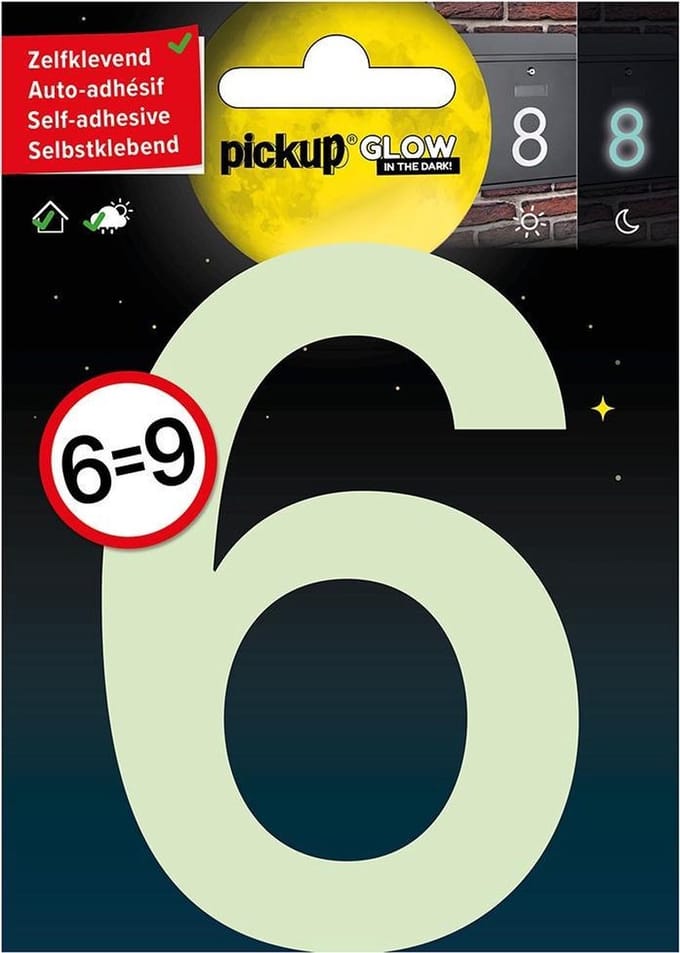 Pickup Glow in the dark Huisnummer 6-9 - 10 cm